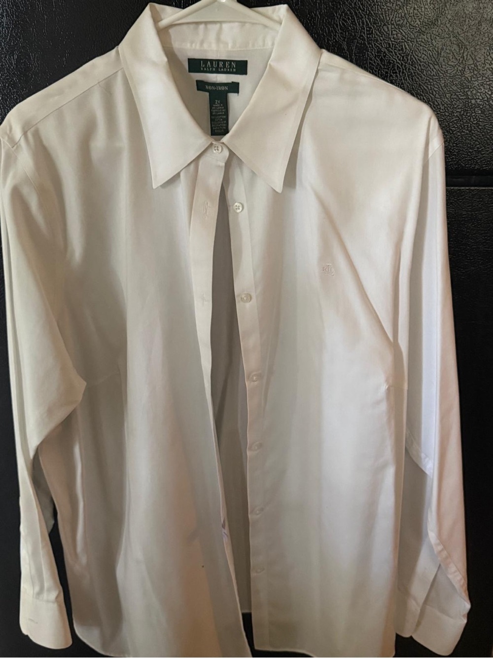 Ralph Lauren White Cotton Button-Up Dress Shirt